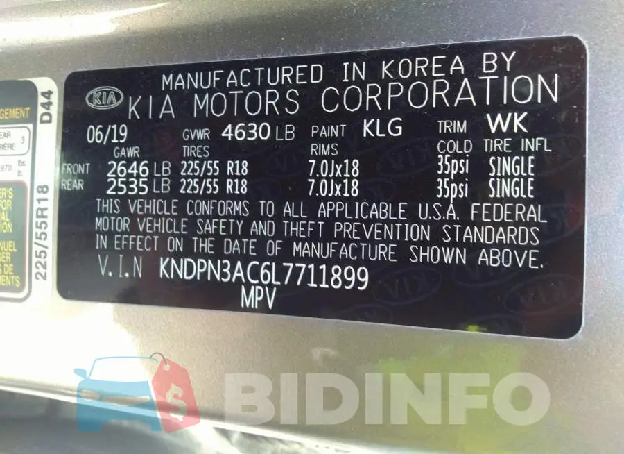 KNDPN3AC6L7711899 Photo# 9