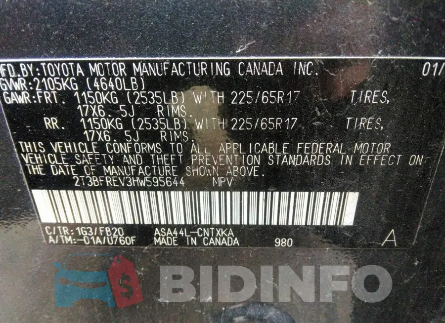 2T3BFREV3HW595644 Photo# 9
