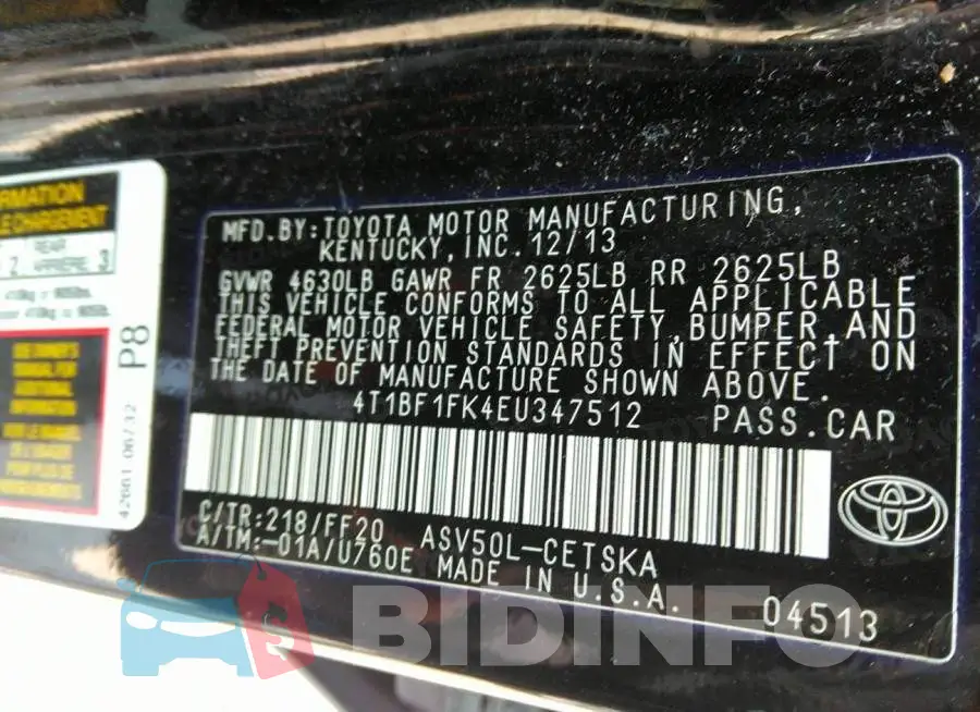 4T1BF1FK4EU347512 Photo# 9