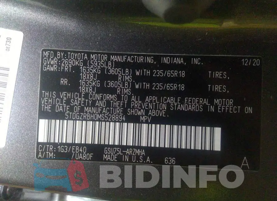 5TDGZRBH0MS528894 Photo# 9