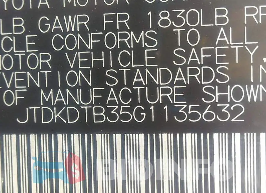 JTDKDTB35G1135632 Photo# 9