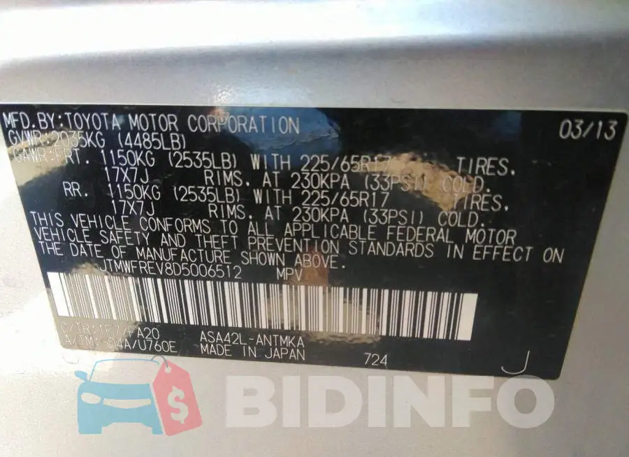 JTMWFREV8D5006512 Photo# 9