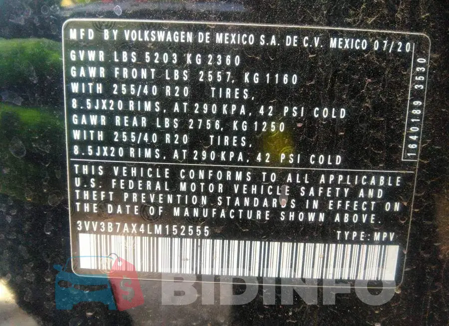 3VV3B7AX4LM152555 Photo# 9