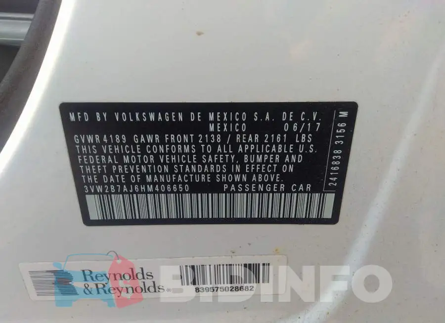 3VW2B7AJ6HM406650 Photo# 9