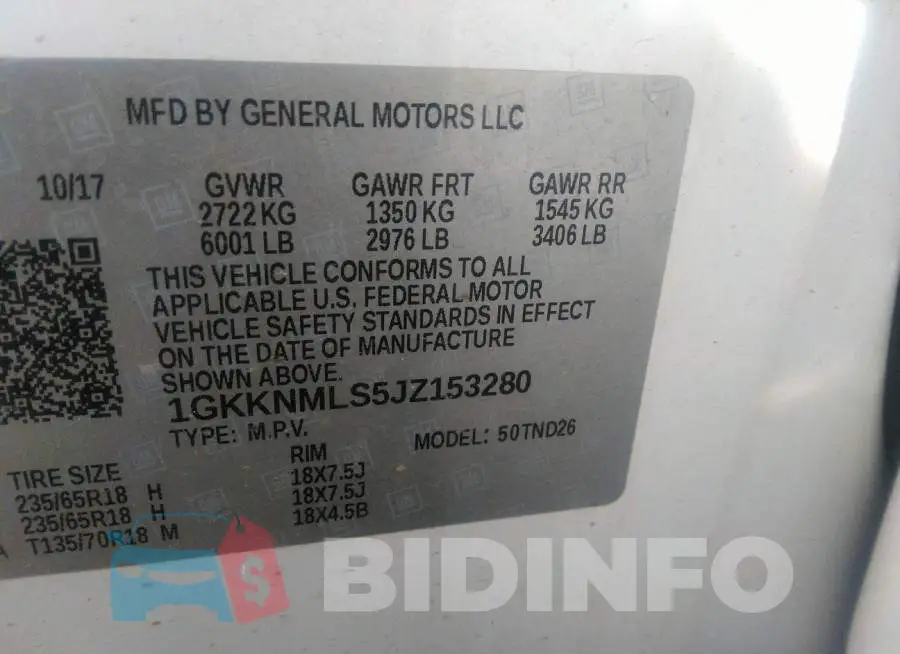 1GKKNMLS5JZ153280 Photo# 9