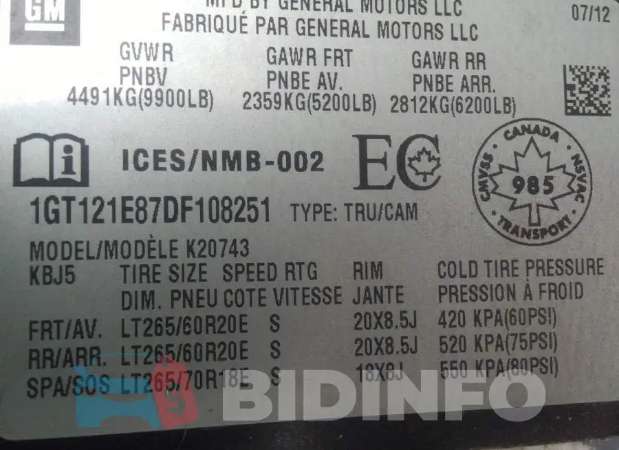 1GT121E87DF108251 Photo# 9