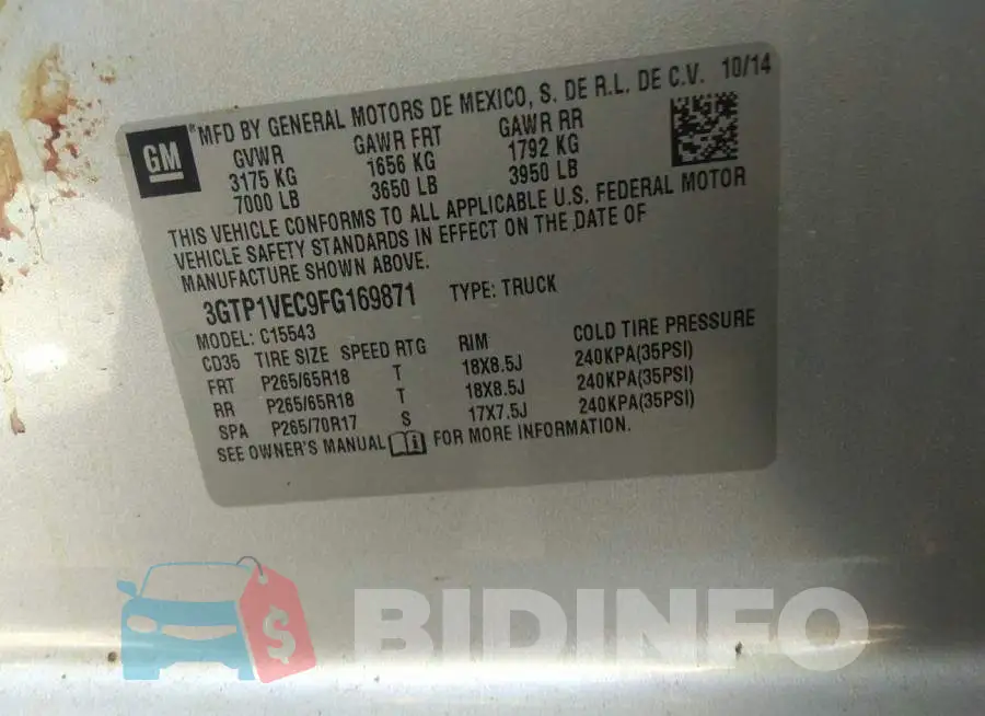 3GTP1VEC9FG169871 Photo# 9
