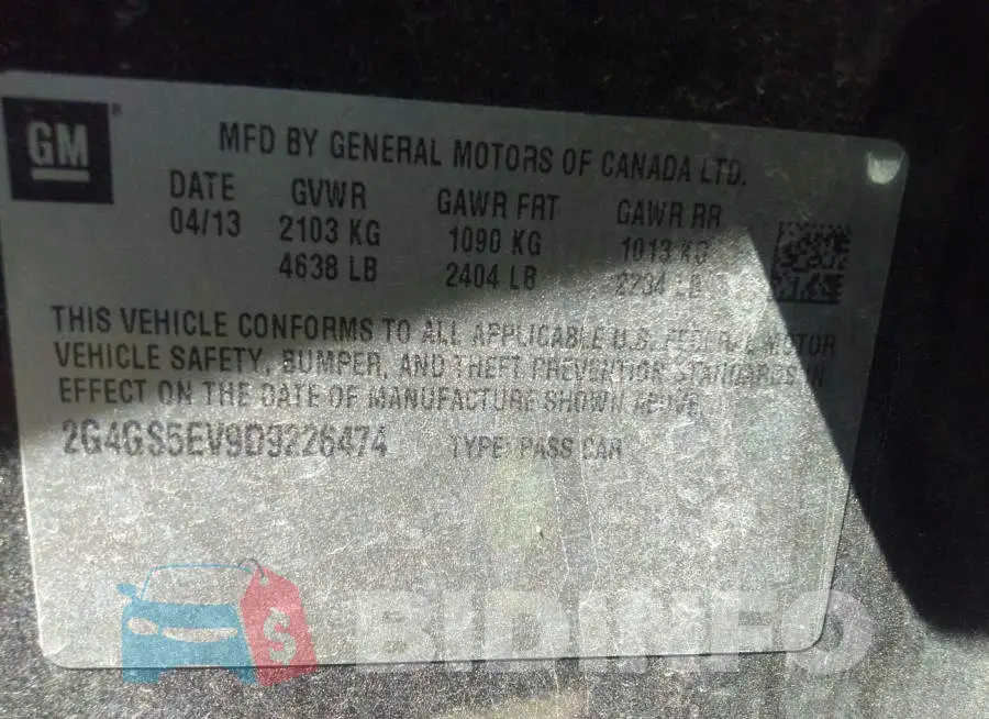 2G4GS5EV9D9226474 Photo# 9