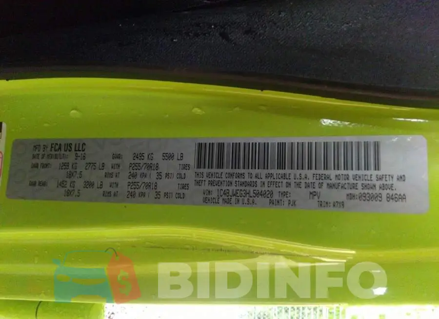 1C4BJWEG3HL504020 Photo# 9