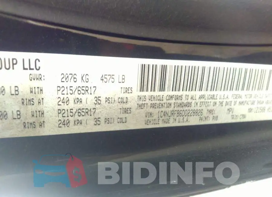 1C4NJRFB6DD228826 Photo# 9