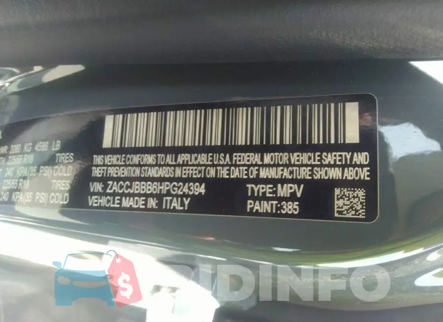 ZACCJBBB6HPG24394 Photo# 9