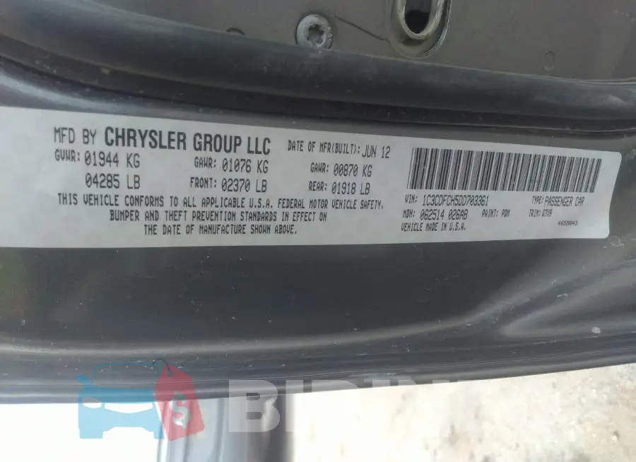 1C3CDFCH5DD703361 Photo# 9