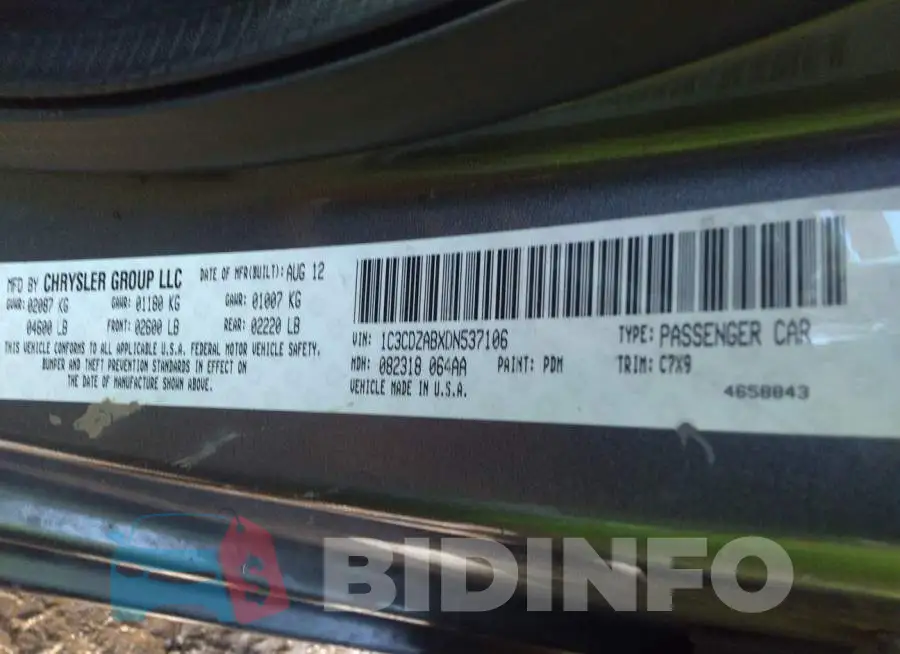 1C3CDZABXDN537106 Photo# 9