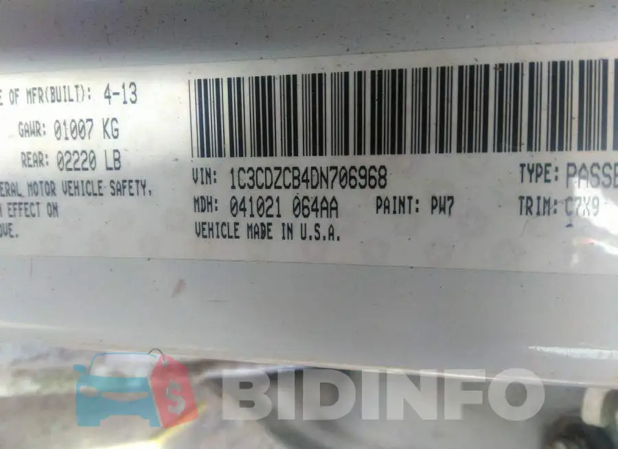 1C3CDZCB4DN706968 Photo# 9