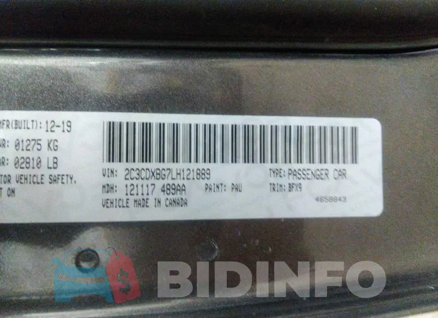 2C3CDXBG7LH121889 Photo# 9