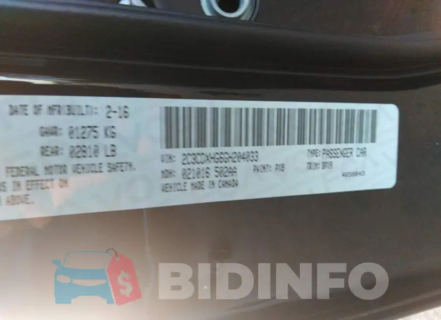 2C3CDXHG6GH204033 Photo# 9