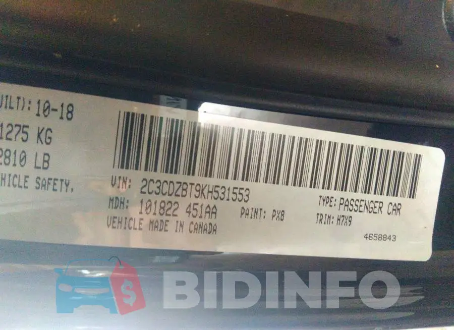 2C3CDZBT9KH531553 Photo# 9