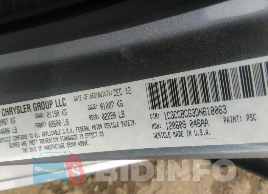 1C3CCBCG3DN618063 Photo# 9