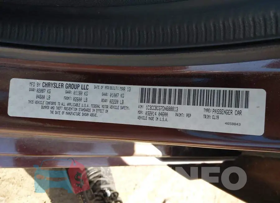 1C3CCBCG7DN688813 Photo# 9