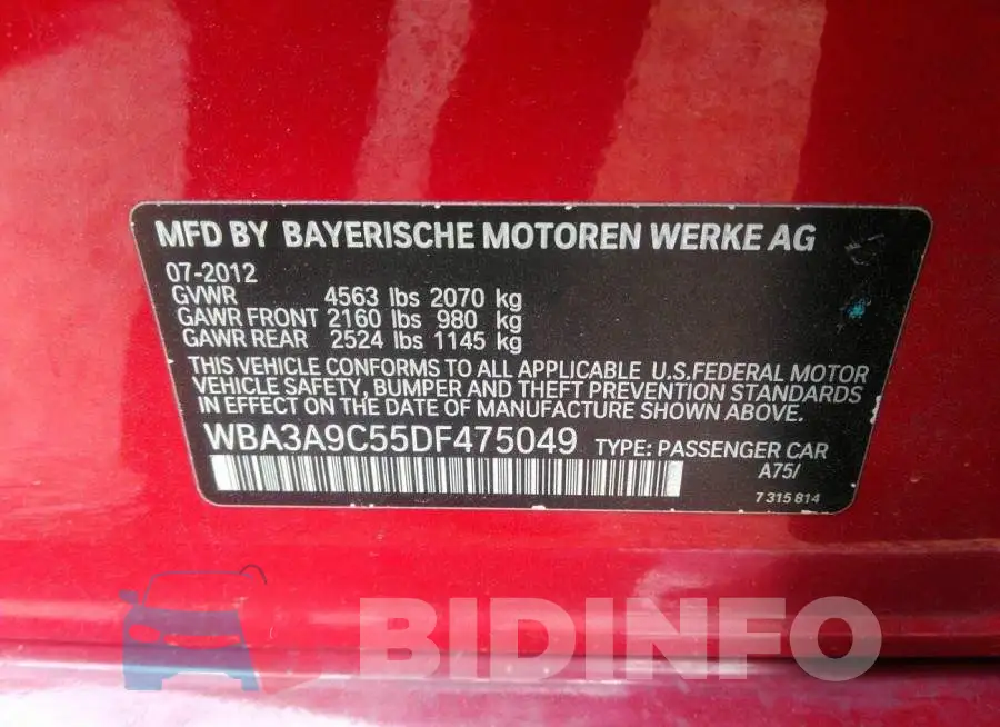 WBA3A9C55DF475049 Photo# 9