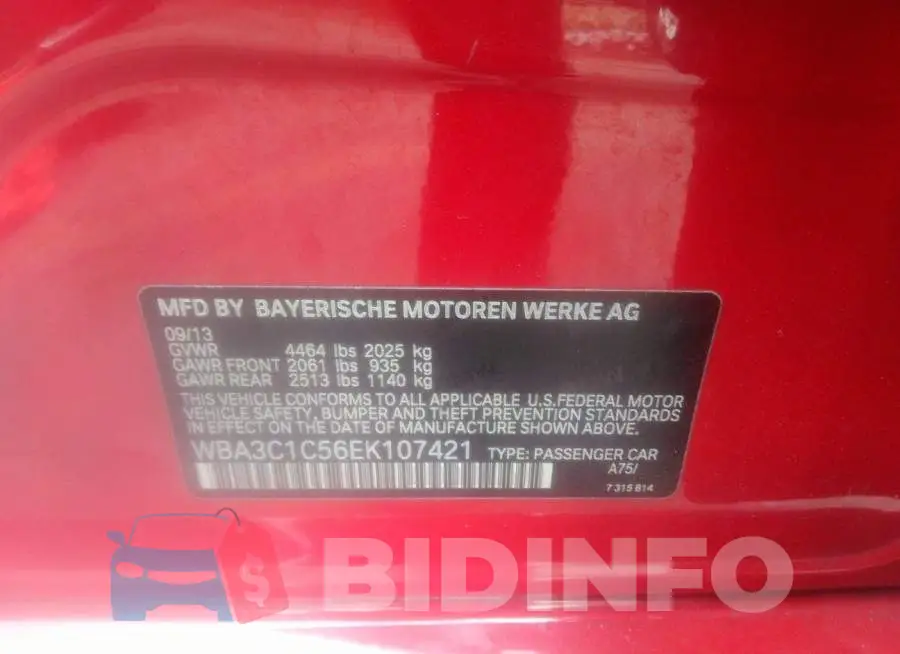 WBA3C1C56EK107421 Photo# 9