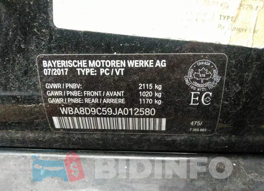 WBA8D9C59JA012580 Photo# 9
