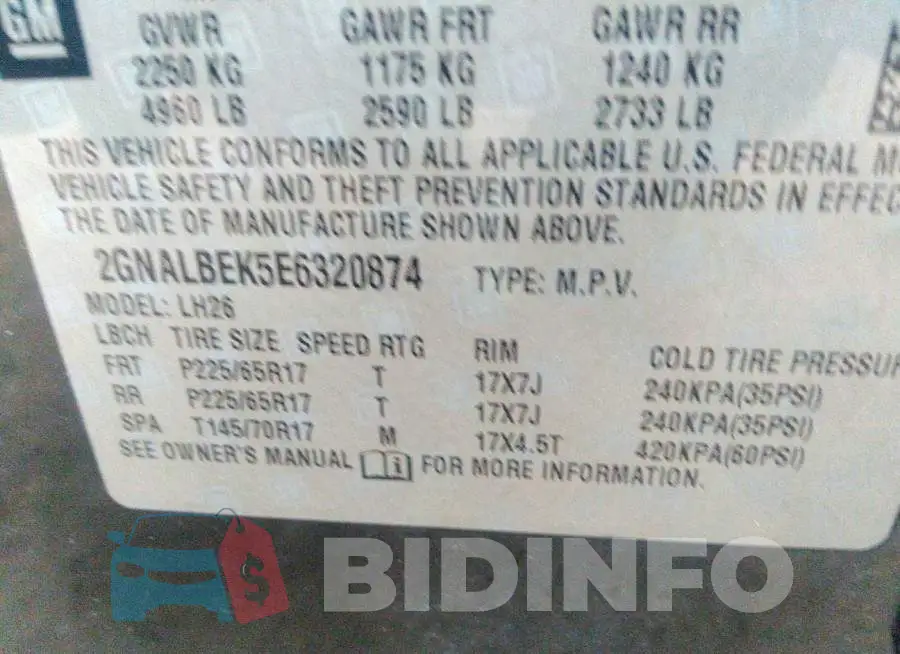 2GNALBEK5E6320874 Photo# 9