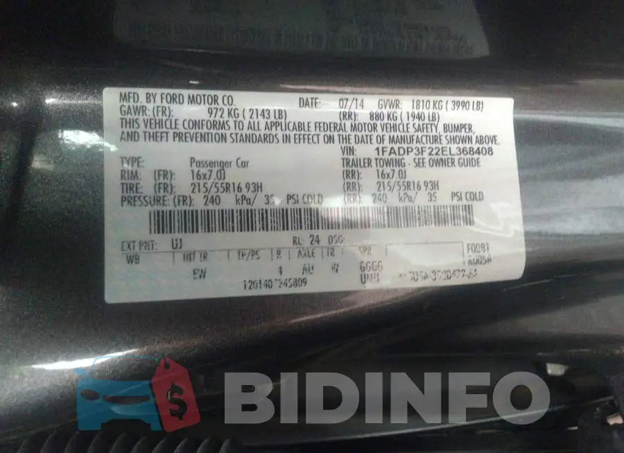 1FADP3F22EL368408 Photo# 9