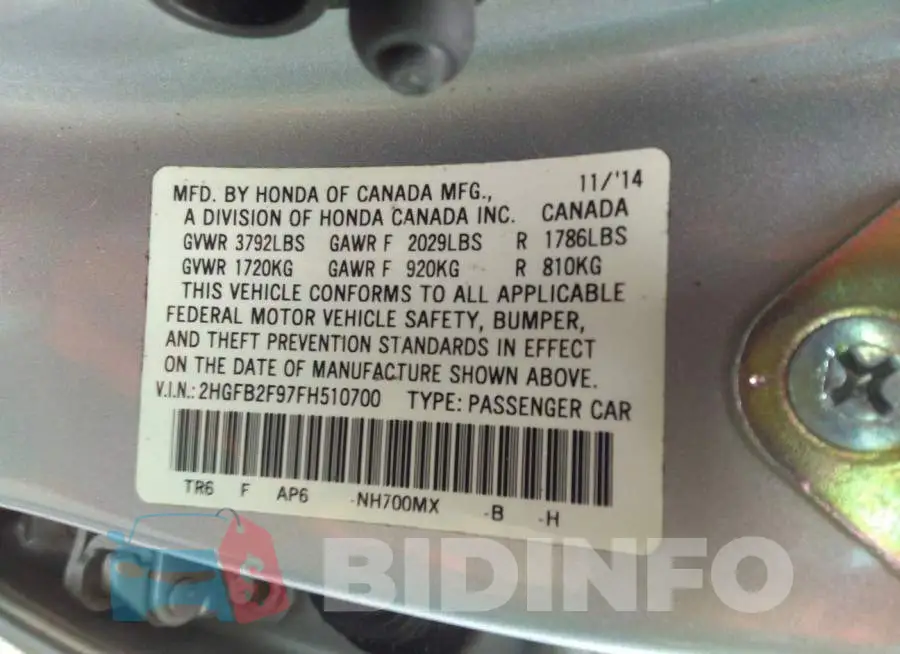 2HGFB2F97FH510700 Photo# 9