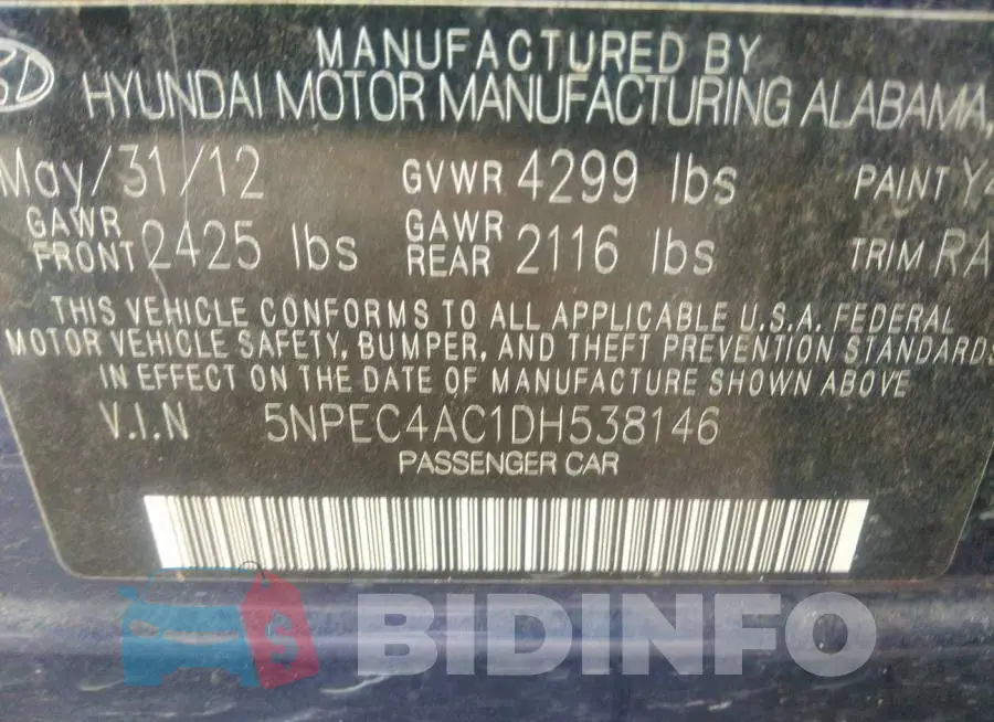 5NPEC4AC1DH538146 Photo# 9