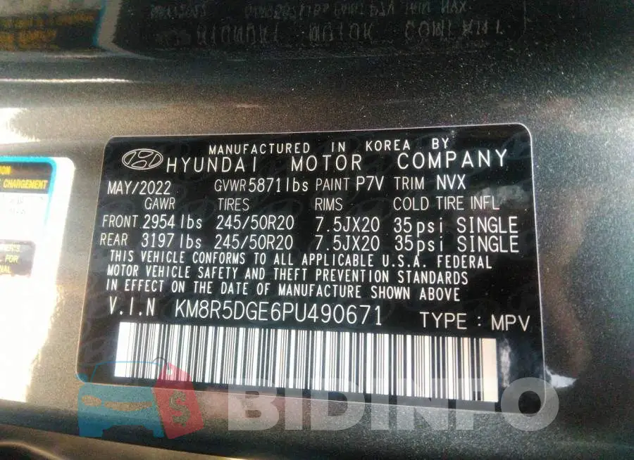 KM8R5DGE6PU490671 Photo# 9