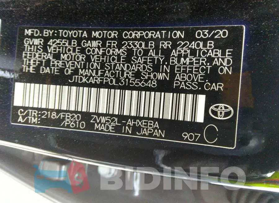 JTDKARFP0L3155648 Photo# 9