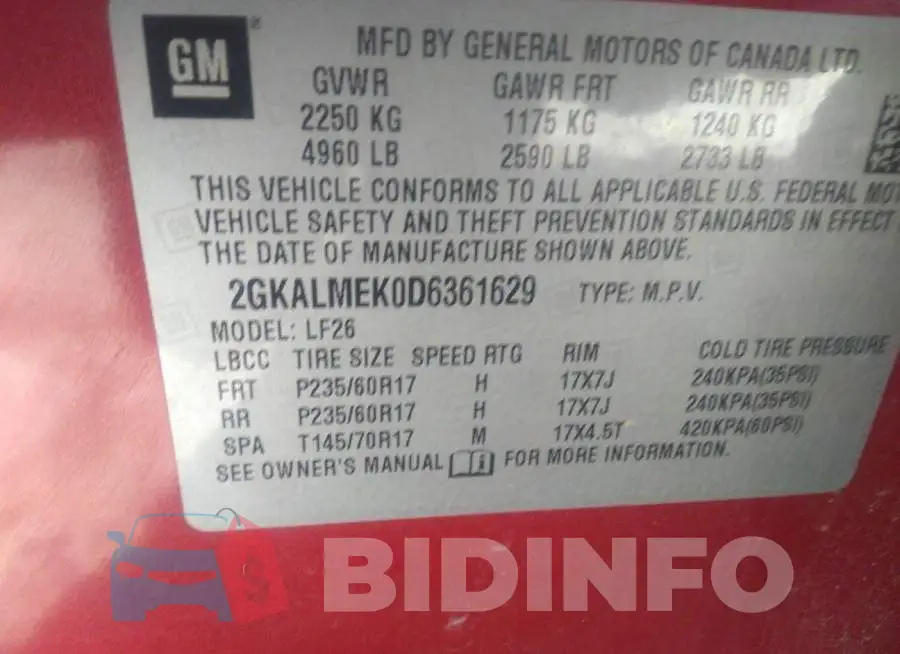 2GKALMEK0D6361629 Photo# 9