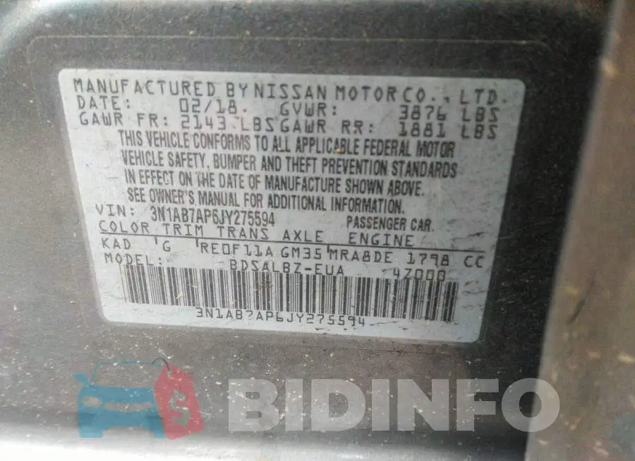 3N1AB7AP6JY275594 Photo# 9