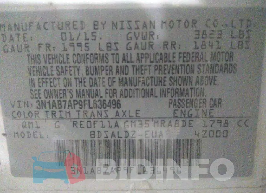 3N1AB7AP9FL636496 Photo# 9