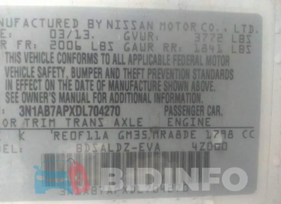 3N1AB7APXDL704270 Photo# 9