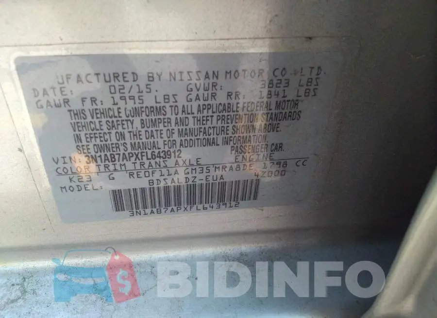3N1AB7APXFL643912 Photo# 9