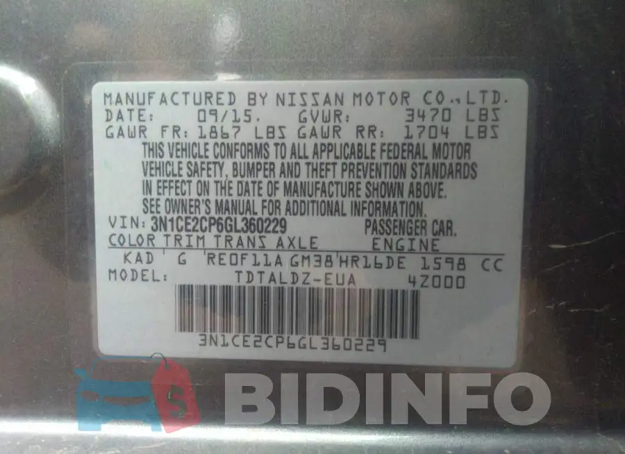 3N1CE2CP6GL360229 Photo# 9
