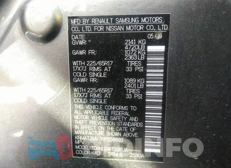KNMAT2MV7KP558693 Photo# 9