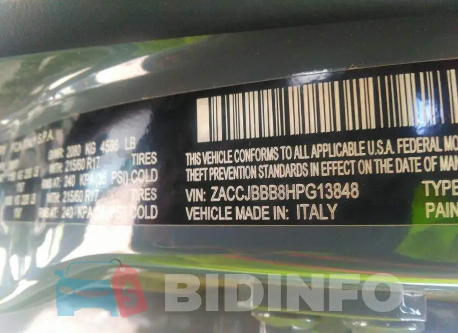 ZACCJBBB8HPG13848 Photo# 9