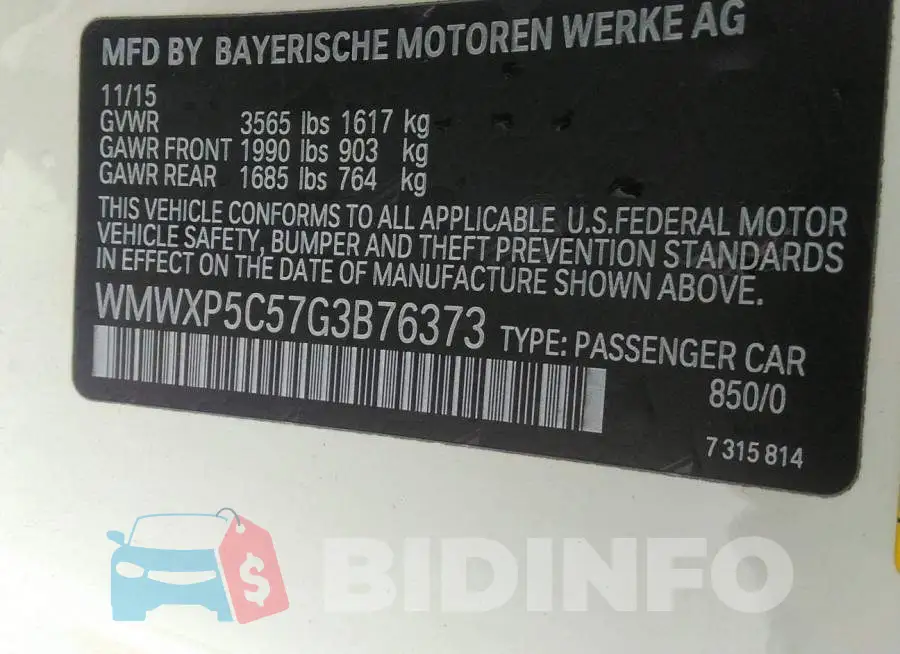 WMWXP5C57G3B76373 Photo# 9