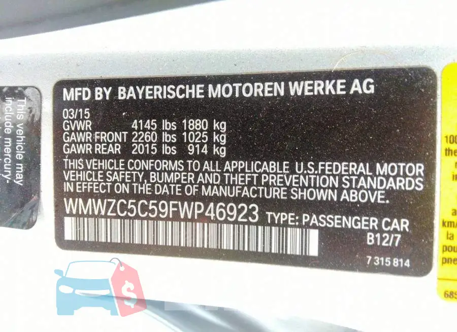 WMWZC5C59FWP46923 Photo# 9