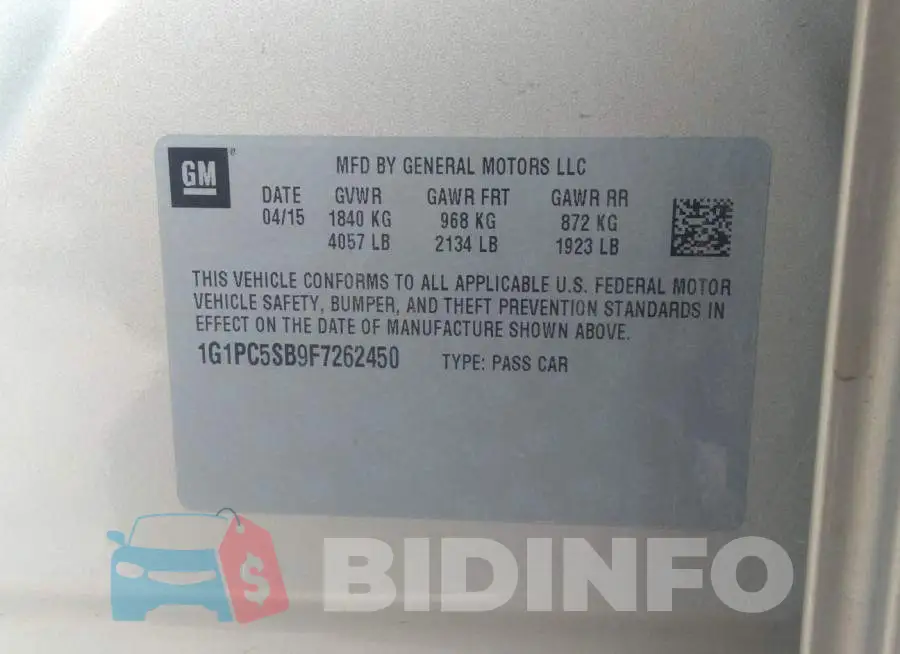 1G1PC5SB9F7262450 Photo# 9