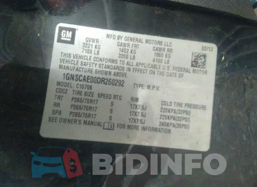 1GNSCAE00DR260292 Photo# 9