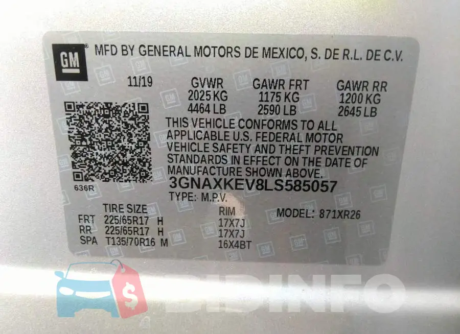 3GNAXKEV8LS585057 Photo# 9