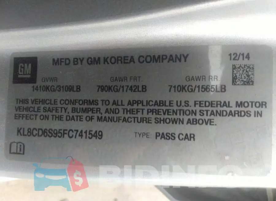 KL8CD6S95FC741549 Photo# 9