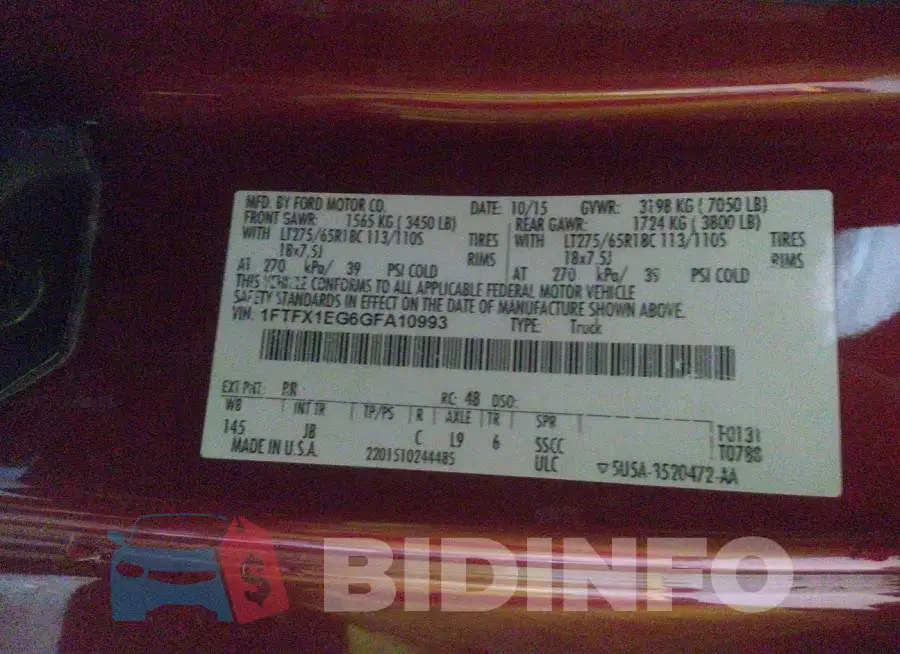 1FTFX1EG6GFA10993 Photo# 9