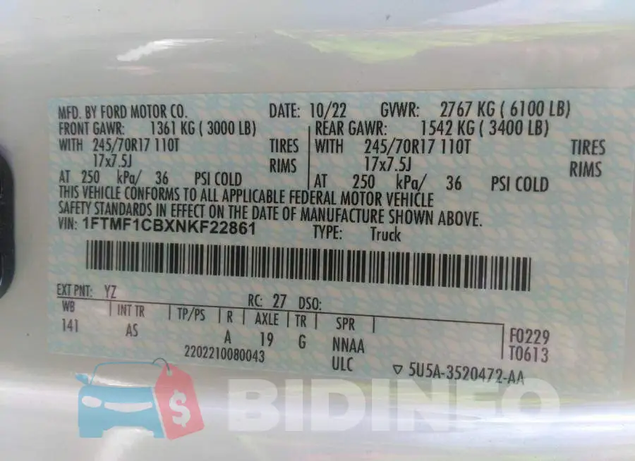 1FTMF1CBXNKF22861 Photo# 9