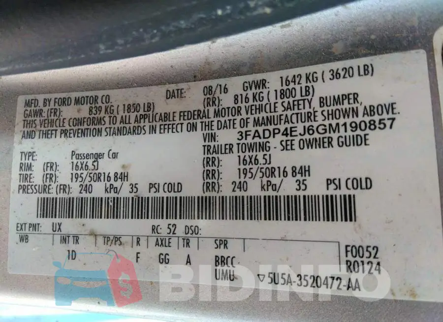 3FADP4EJ6GM190857 Photo# 9