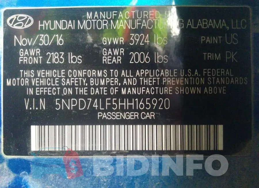 5NPD74LF5HH165920 Photo# 9